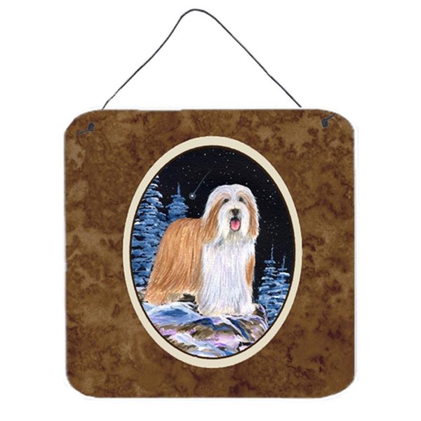 Micasa 6 x 6 in. Starry Night Bearded Collie Aluminium Metal Wall or Door Hanging Prints MI232434